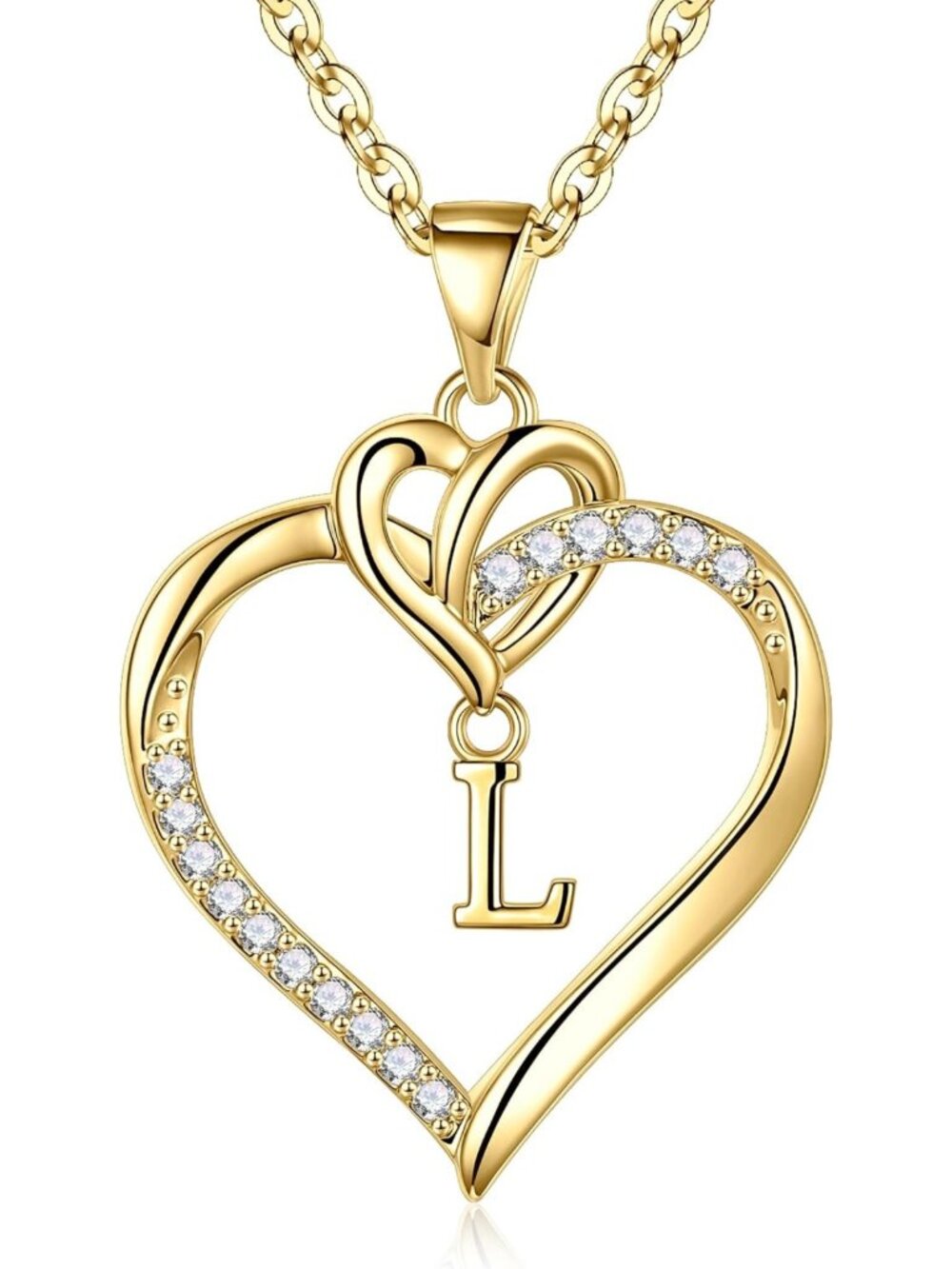 Heart Initial Necklace for Women & Girls - 14K Gold-Plated A-Z Jewelry Gift